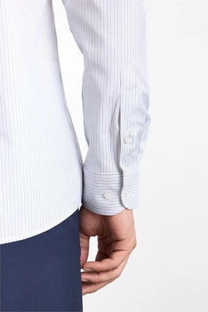 Vizon Slim Düğmeli Yaka Dikey Çizgili Armürlü Cepsiz Düğmeli Uzun Kollu Casual Gömlek