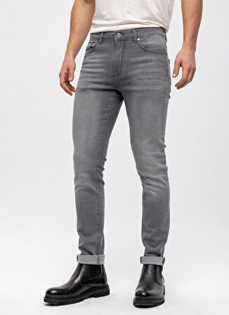 Back and Bond Normal Bel Normal Paça Slim Fit Gri Erkek Pantolon B33W35024