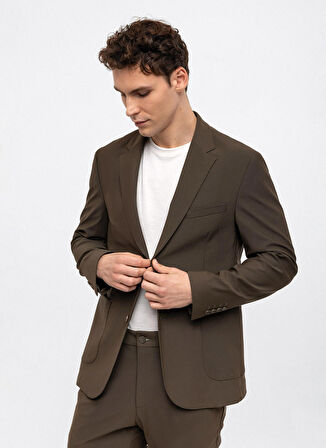 Back and Bond Slim Fit Haki Erkek Düz Ceket B33W50001