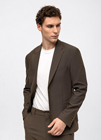 Back and Bond Slim Fit Haki Erkek Düz Ceket B33W50001