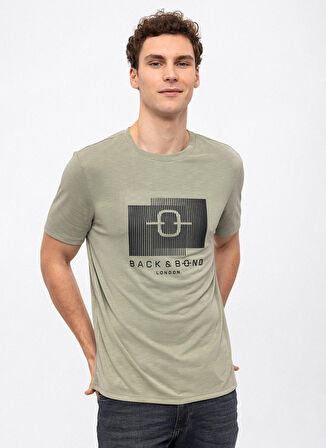 Back and Bond O Yaka Flamlı Yeşil Erkek T-Shirt B33W10005