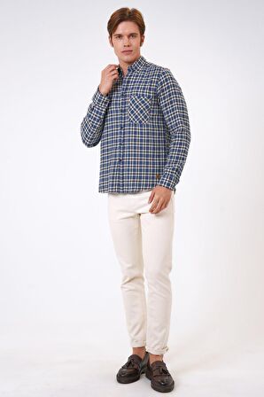 Lacivert Regular Fit Pamuklu Ekoseli Gömlek B33W20003 