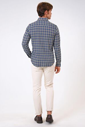 Lacivert Regular Fit Pamuklu Ekoseli Gömlek B33W20003 