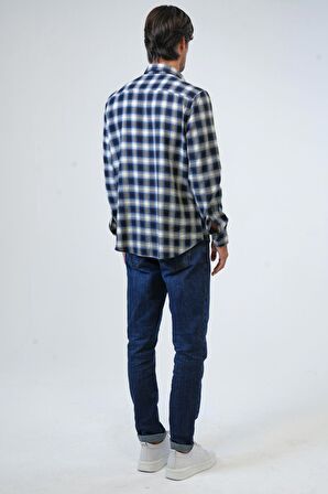 Lacivert Regular Fit Pamuklu Ekoseli Gömlek B33W20006