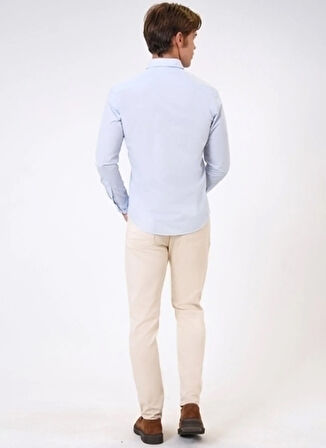 Back and Bond Slim Fit Gömlek Yaka Düz Mavi Erkek Gömlek B33S20015