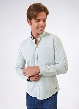 Back and Bond Slim Fit Gömlek Yaka Düz Yeşil Erkek Gömlek B33S20015