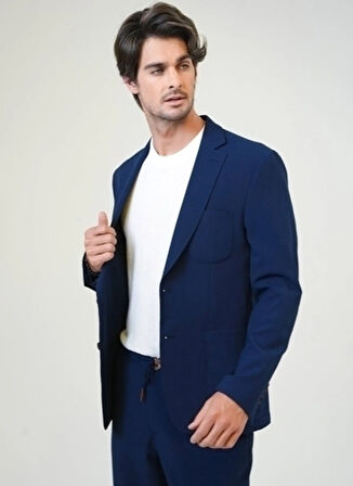Back and Bond Slim Fit Lacivert Erkek Düz Ceket B33S50002