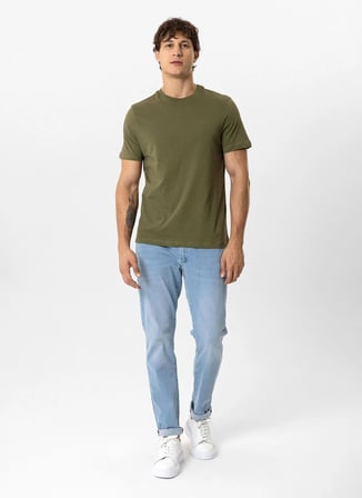 Back and Bond Haki Erkek Bisiklet Yaka T-Shirt B33S10040