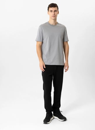Back and Bond Gri Erkek Bisiklet Yaka T-Shirt B34W10001