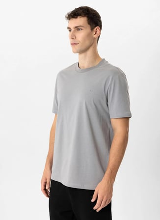Back and Bond Gri Erkek Bisiklet Yaka T-Shirt B34W10001