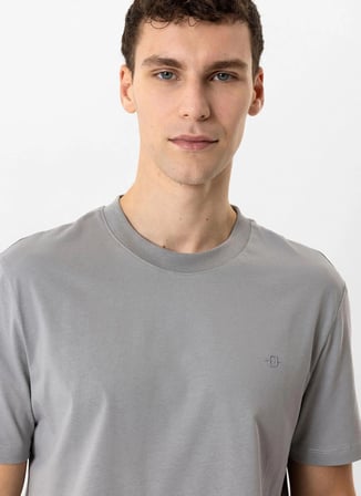 Back and Bond Gri Erkek Bisiklet Yaka T-Shirt B34W10001