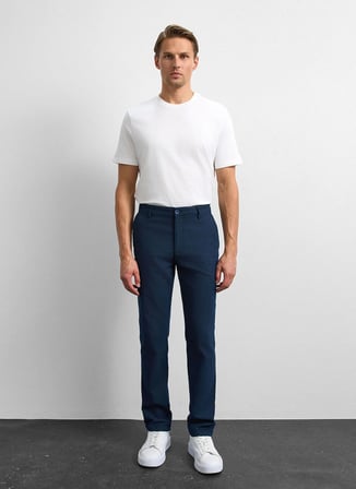 Back and Bond Normal Bel Normal Paça Slim Fit Lacivert Erkek Pantolon B35W30012