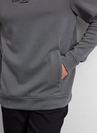 Back and Bond Bisiklet Yaka Düz Antrasit Erkek Sweatshırt B35W12031