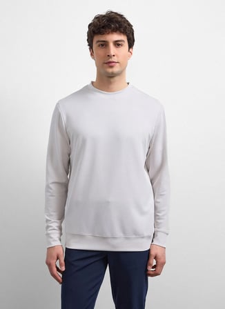 Back and Bond Ekru Erkek Bisiklet Yaka Regular Fit Sweatshirt B35W12033