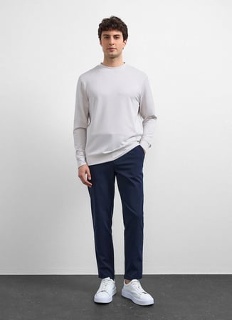 Back and Bond Ekru Erkek Bisiklet Yaka Regular Fit Sweatshirt B35W12033