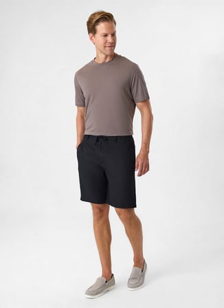 Back and Bond Siyah Erkek Regular Fit %100 Keten Şort B35S36007