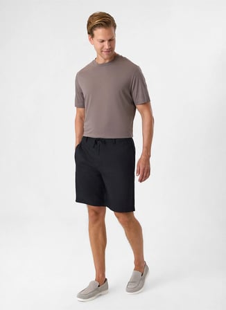 Back and Bond Siyah Erkek Regular Fit %100 Keten Şort B35S36007