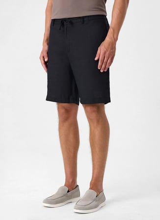 Back and Bond Siyah Erkek Regular Fit %100 Keten Şort B35S36007