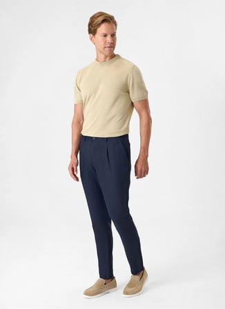Back and Bond Lacivert Erkek Slim Fit %100 Keten Pantolon B35S31034