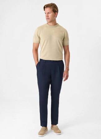 Back and Bond Lacivert Erkek Slim Fit %100 Keten Pantolon B35S31034