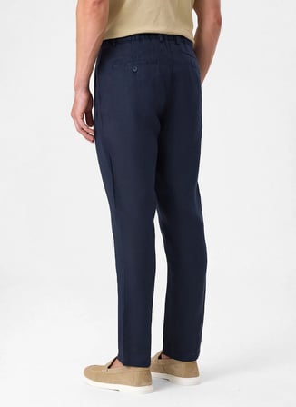 Back and Bond Lacivert Erkek Slim Fit %100 Keten Pantolon B35S31034