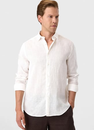 Siyah Erkek %100 Keten Regular Fit Gömlek B35S20007