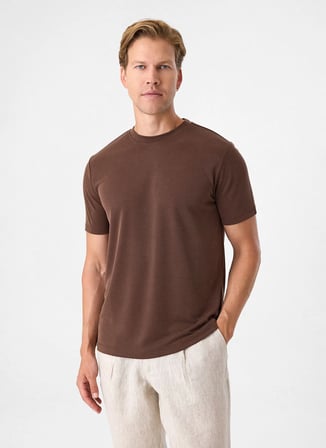 Back and Bond Kahverengi Erkek Bisiklet Yaka Regular Fit T-Shirt B35S10029