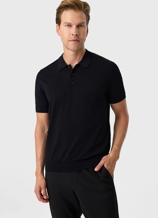 Siyah Erkek Regular Fit Polo T-Shirt B35S40018