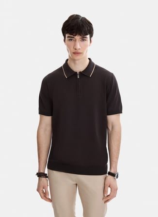 Back and Bond Kahve Erkek Regular Fit Triko Polo T-shirt B35S40031