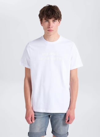 Beyaz Erkek %100 Pamuk Regular Fit T-Shirt BTS1006800000