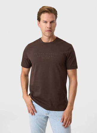 Kahve Erkek %100 Pamuk Regular Fit T-Shirt BTS1006900000