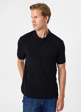 Back and Bond Siyah Erkek Regular Fit Polo T-Shirt B35S10026