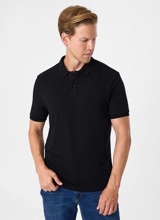 Back and Bond Siyah Erkek Regular Fit Polo T-Shirt B35S10026
