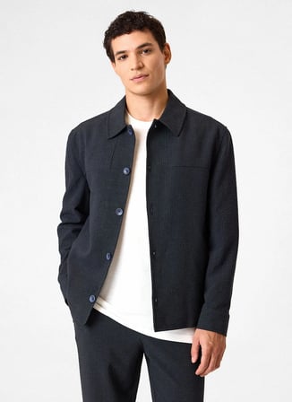 Back and Bond Lacivert Erkek Regular Fit Kareli Ceket BCT5501200000