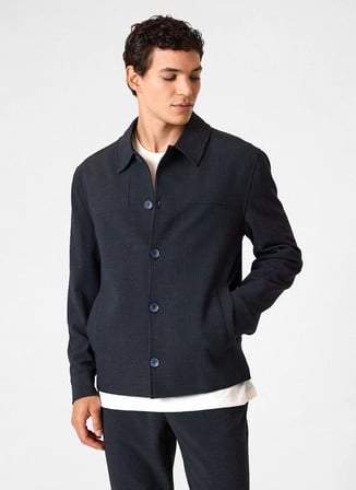 Back and Bond Lacivert Erkek Regular Fit Kareli Ceket BCT5501200000
