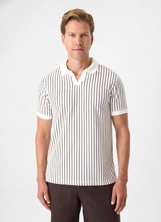 Back and Bond Bej Erkek Regular Fit Çizgili Polo T-Shirt BTS1008100000