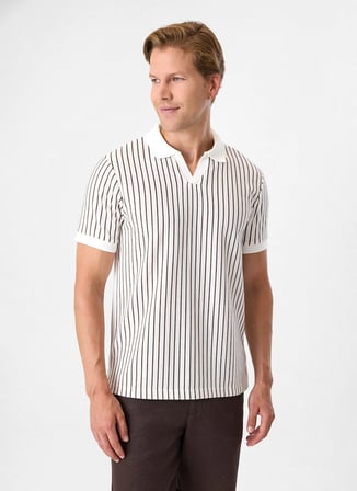 Back and Bond Bej Erkek Regular Fit Çizgili Polo T-Shirt BTS1008100000