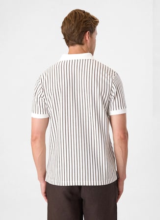 Back and Bond Bej Erkek Regular Fit Çizgili Polo T-Shirt BTS1008100000
