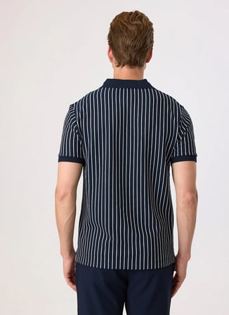 Back and Bond Lacivert Erkek Regular Fit Çizgili Polo T-Shirt BTS1008100000