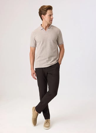 Back and Bond Vizon Erkek Regular Fit Çizgili Polo T-Shirt BTS1008100000