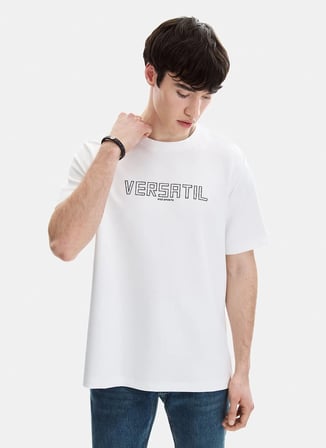 Back and Bond Beyaz Erkek Bisiklet Yaka Regular Fit T-Shirt BTS1008000000
