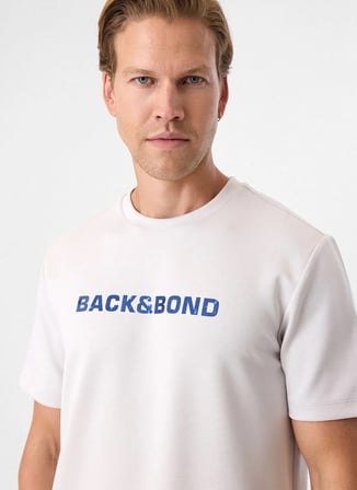 Back and Bond Beyaz Erkek Bisiklet Yaka T-Shirt BTS1008500000