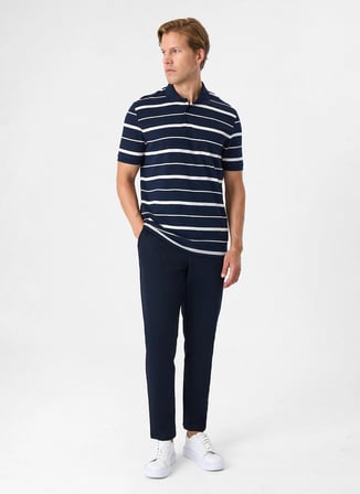 Back and Bond Lacivert Erkek Regular Fit Çizgili T-Shirt BTS1007200000