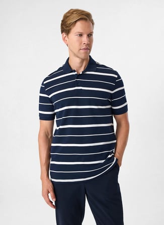 Back and Bond Lacivert Erkek Regular Fit Çizgili T-Shirt BTS1007200000