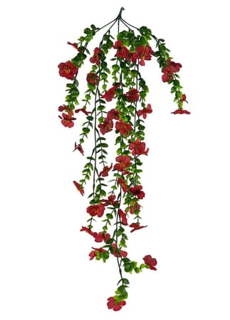 Yapay Çiçek Kırmızı Sarkan Mineli Okaliptus Şimşir Yapay Sarmaşık 5dal 60cm
