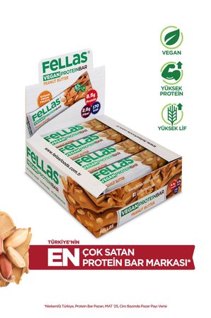 Vegan Protein Bar - Yer Fıstığı Ezmeli 40g X 12 Adet