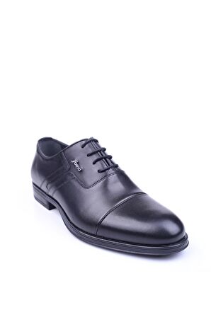 Fosco 2512 Erkek Siyah Bağcıklı Hakiki Deri Kauçuk Klasik Ayakkabı