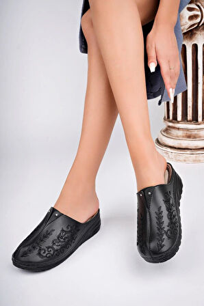 Apella 4104 Ortopedik Önü Kapalı Nakışlı Günlük Kadın Terlik