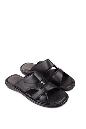 Castle Black 8521 Erkek Ortopedik Taban Hakiki Deri Terlik