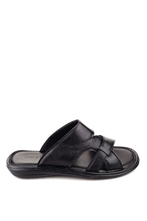 Castle Black 8521 Erkek Ortopedik Taban Hakiki Deri Terlik